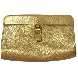 Cole Haan Gold Textured 100% Leather Women's Clutch EUC